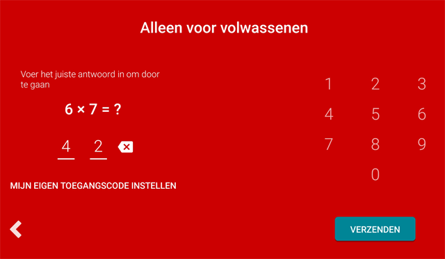 YouTube Kids rekensom of pin voor volwassenen