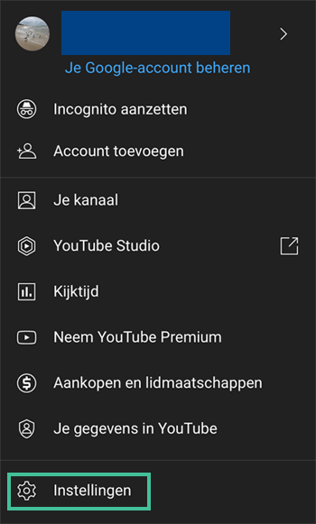 Screenshot van een profiel op YouTube waarbij 