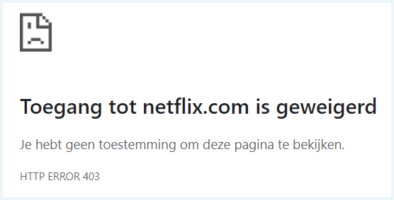 ZoogVPN melding dat de toegang tot Netflix is geweigerd