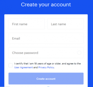 Aanmeldscherm Coinbase