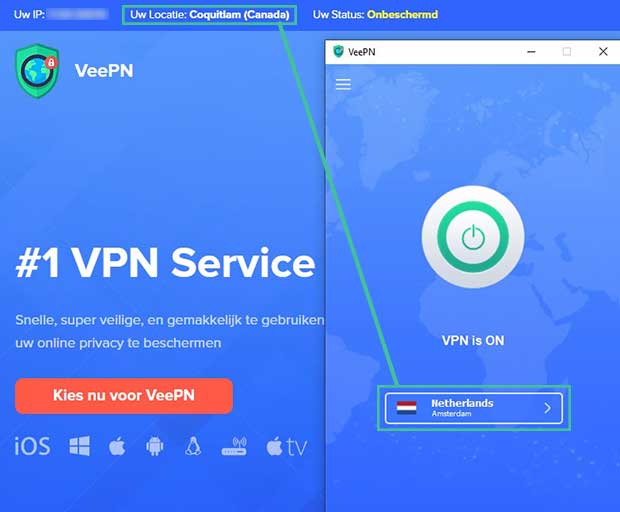 Servernetwerk VeePN locatieproblemen
