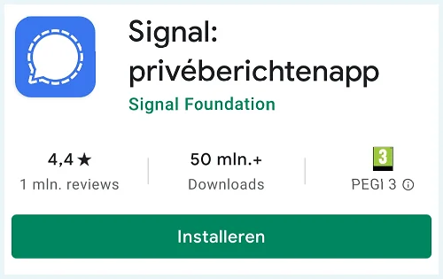 Screenshot van Signal in de App Store