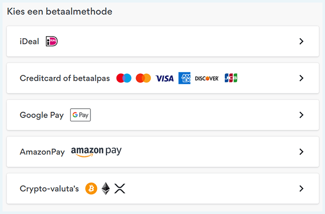 Screenshot Threat Protection betaalmethoden