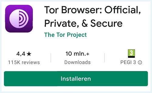 Screenshot van Tor Browser in de App Store