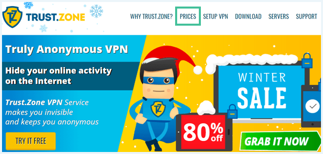 Trust.Zone Website Homepage waarbij de knop 