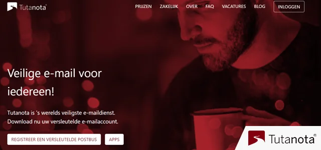 Tutanota homepage met logo
