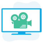 Televisiescherm met een documentaire-symbool