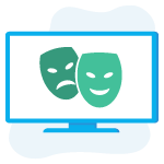 Televisiescherm met een drama-symbool