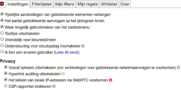 uBlock Origin block WebRTC