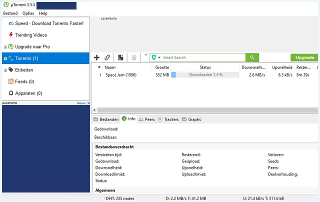 uTorrent interface
