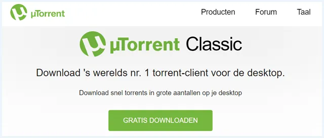 homepage utorrent met downloadknop