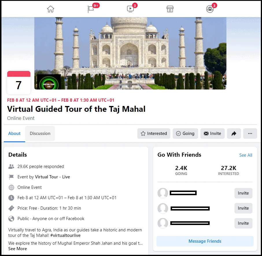 Virtual tour of the Taj Mahal ad