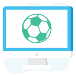 voetbal op computerscherm