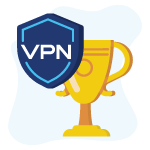Image d'un trophée supplanté d'un bouclier VPN