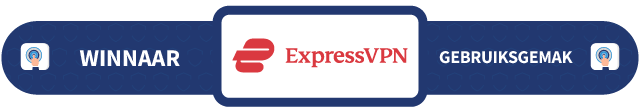 Banner met daarop de tekst Winnaar gebruiksgemak: ExpressVPN