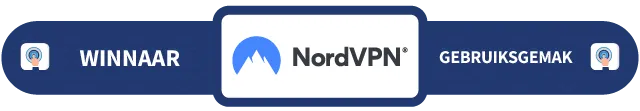 Banner met daarop de tekst Winnaar gebruiksgemak: NordVPN