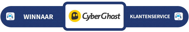 Banner met daarop de tekst Winnaar Klantenservice CyberGhost