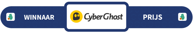 Banner met daarop de tekst Winnaar Prijs: CyberGhost