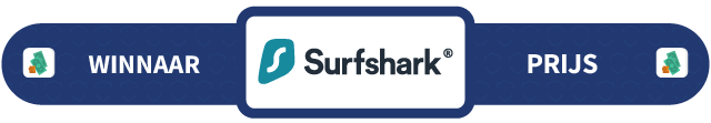 Banner met daarop de tekst Winnaar prijs: Surfshark