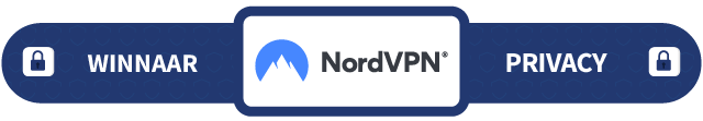 Banner met daarop de tekst Winnaar privacy: NordVPN