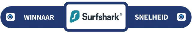 Banner met daarop de tekst Winnaar snelheid: Surfshark