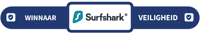 Banner met daarop de tekst Winnaar veiligheid: Surfshark