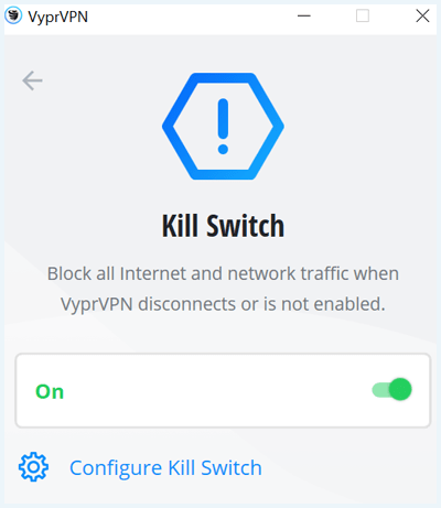 Kill Switch optie in VyprVPN